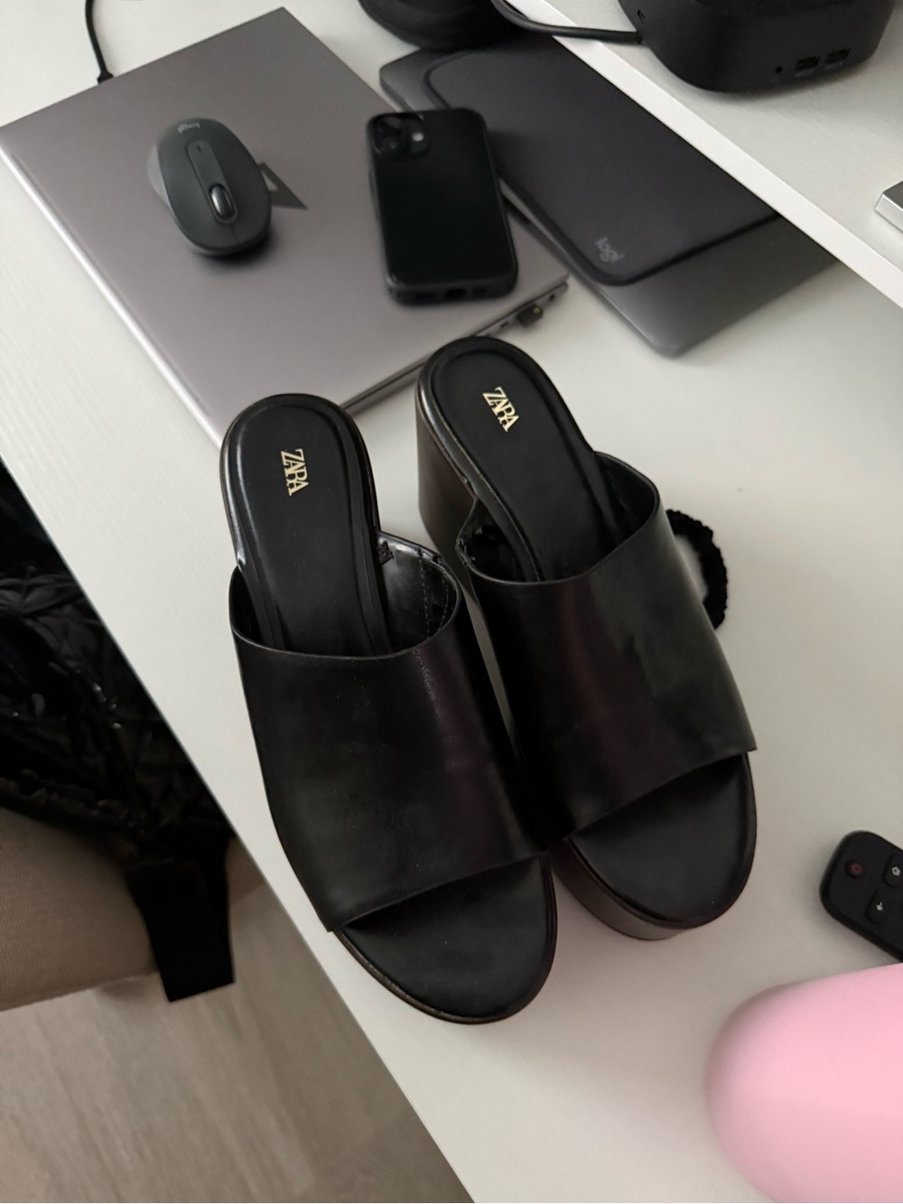 Zara Black and Brown Platform Mules - Picture 5 of 7
